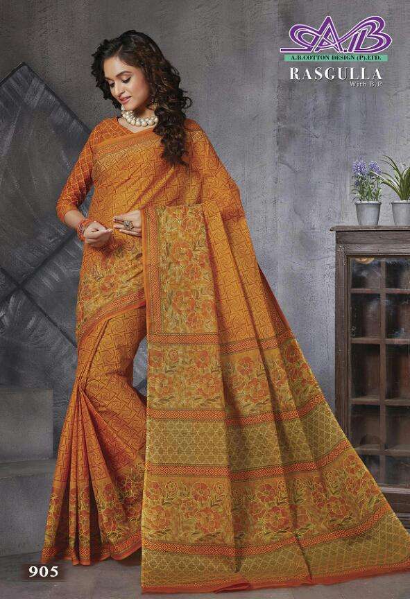 RASGULLA BY A.B FASHION 900 TO 914 SERIES INDIAN TRADITIONAL WEAR COLLECTION BEAUTIFUL STYLISH FANCY COLORFUL PARTY WEAR & OCCASIONAL WEAR MUL MUL COTTON PRINTED SAREES AT WHOLESALE PRICE