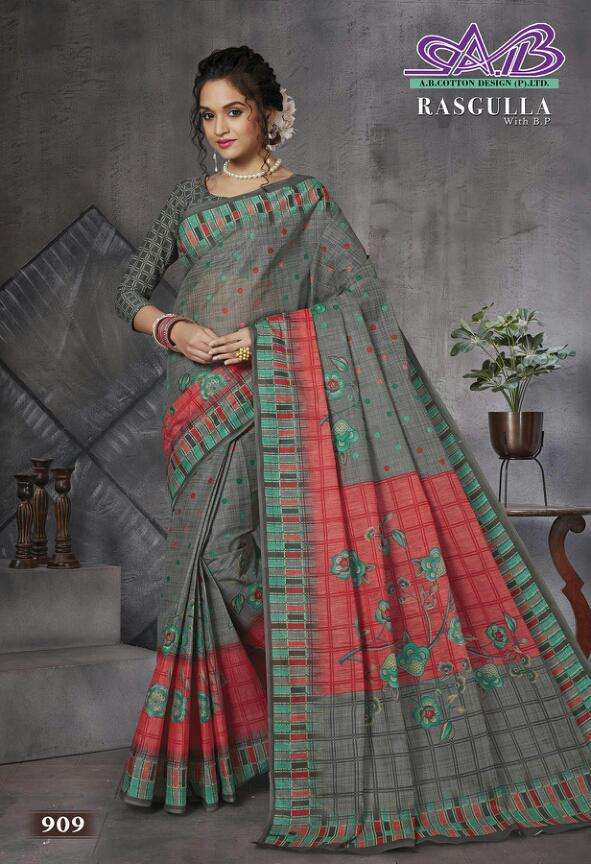 RASGULLA BY A.B FASHION 900 TO 914 SERIES INDIAN TRADITIONAL WEAR COLLECTION BEAUTIFUL STYLISH FANCY COLORFUL PARTY WEAR & OCCASIONAL WEAR MUL MUL COTTON PRINTED SAREES AT WHOLESALE PRICE