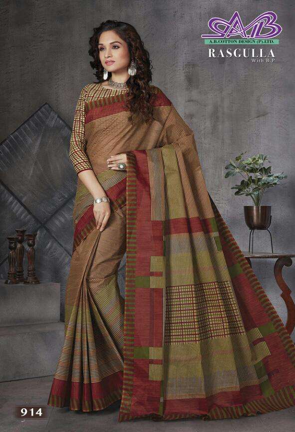RASGULLA BY A.B FASHION 900 TO 914 SERIES INDIAN TRADITIONAL WEAR COLLECTION BEAUTIFUL STYLISH FANCY COLORFUL PARTY WEAR & OCCASIONAL WEAR MUL MUL COTTON PRINTED SAREES AT WHOLESALE PRICE