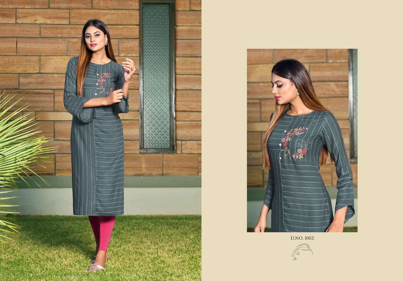 VISHWA BY NITISHA NX 1001 TO 1008 SERIES BEAUTIFUL SUITS COLORFUL STYLISH FANCY CASUAL WEAR & ETHNIC WEAR SOFT COTTON SLUB PRINT WITH EMBROIDERY KURTIS AT WHOLESALE PRICE