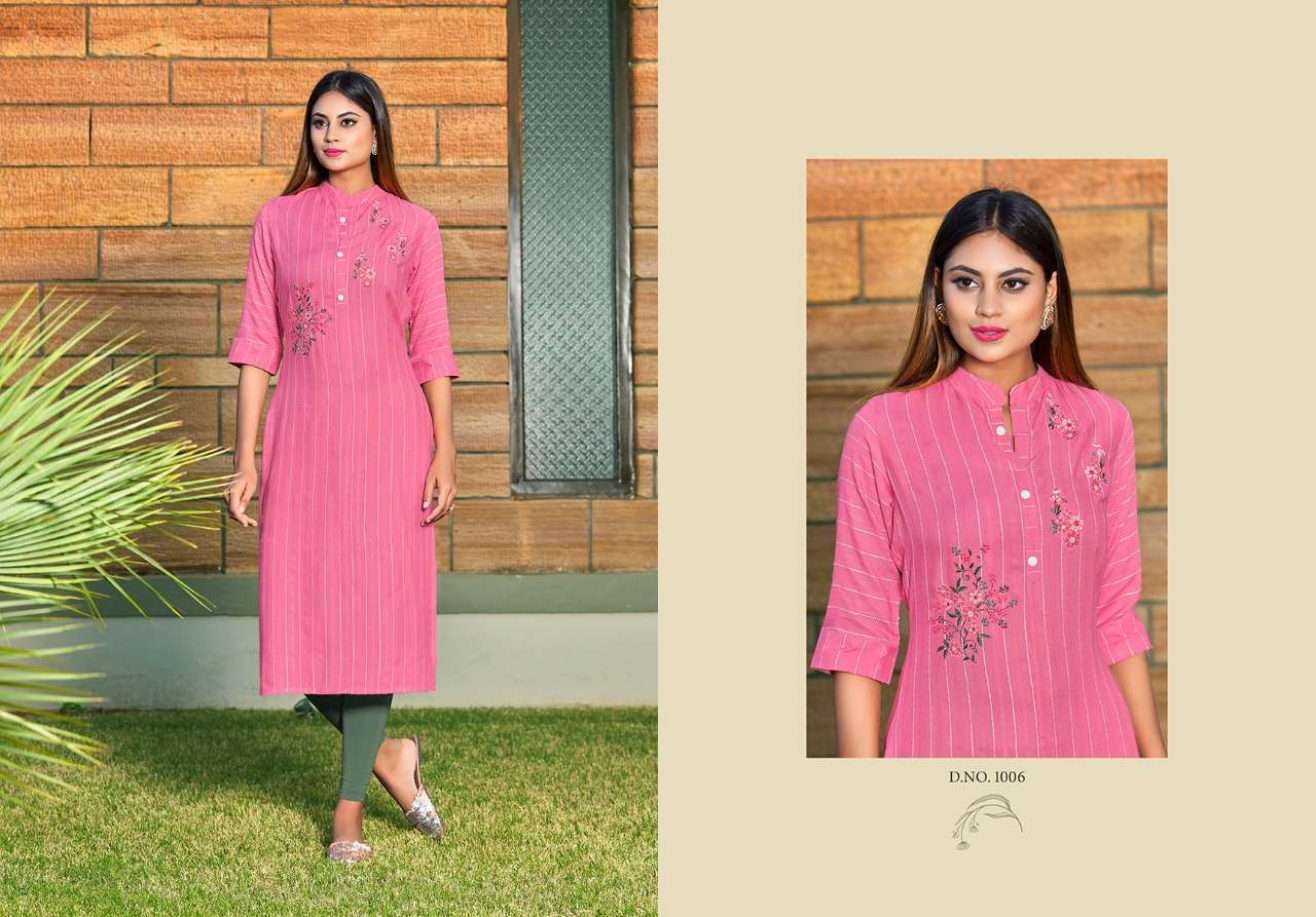 VISHWA BY NITISHA NX 1001 TO 1008 SERIES BEAUTIFUL SUITS COLORFUL STYLISH FANCY CASUAL WEAR & ETHNIC WEAR SOFT COTTON SLUB PRINT WITH EMBROIDERY KURTIS AT WHOLESALE PRICE