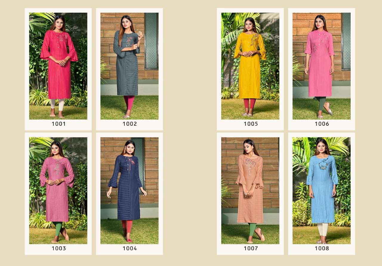VISHWA BY NITISHA NX 1001 TO 1008 SERIES BEAUTIFUL SUITS COLORFUL STYLISH FANCY CASUAL WEAR & ETHNIC WEAR SOFT COTTON SLUB PRINT WITH EMBROIDERY KURTIS AT WHOLESALE PRICE