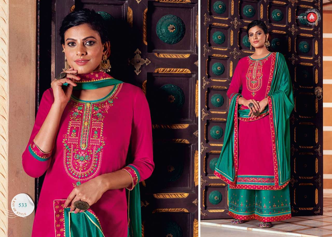 KESARIYA BY TRIPLE AAA 531 TO 535 SERIES DESIGNER WEDDING COLLECTION BEAUTIFUL STYLISH FANCY COLORFUL PARTY WEAR & OCCASIONAL WEAR JAM SILK WITH EMBROIDERED DRESSES AT WHOLESALE PRICE