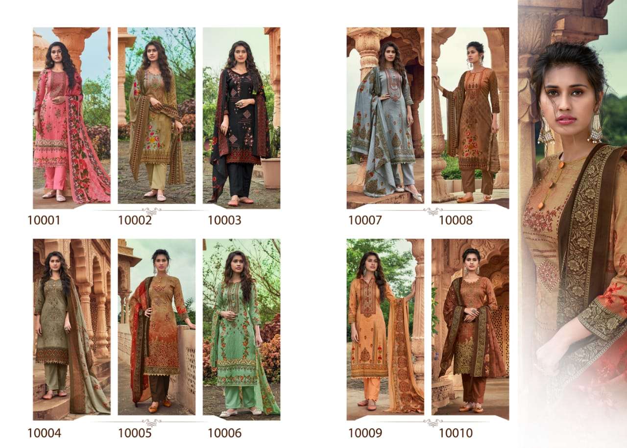MAIRAA BY 7 CLOUDS 10001 TO 10010 SERIES DESIGNER WEDDING COLLECTION BEAUTIFUL STYLISH FANCY COLORFUL PARTY WEAR & OCCASIONAL WEAR PURE JAM DIGITAL PRINT EMBROIDERED DRESSES AT WHOLESALE PRICE