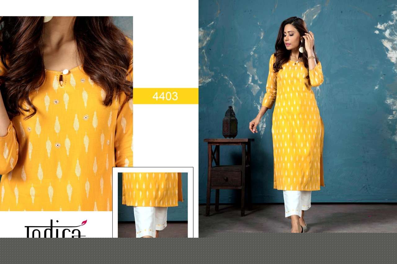 BASANT BY INDIRA 4401 TO 4404 SERIES BEAUTIFUL STYLISH FANCY COLORFUL CASUAL WEAR & ETHNIC WEAR PURE COTTON LINEN KURTIS WITH BOTTOM AT WHOLESALE PRICE