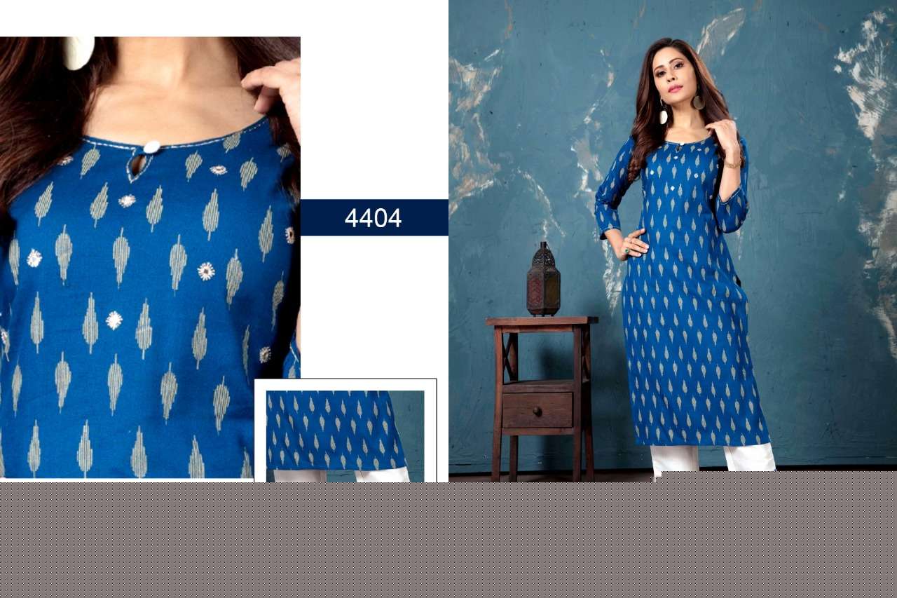 BASANT BY INDIRA 4401 TO 4404 SERIES BEAUTIFUL STYLISH FANCY COLORFUL CASUAL WEAR & ETHNIC WEAR PURE COTTON LINEN KURTIS WITH BOTTOM AT WHOLESALE PRICE