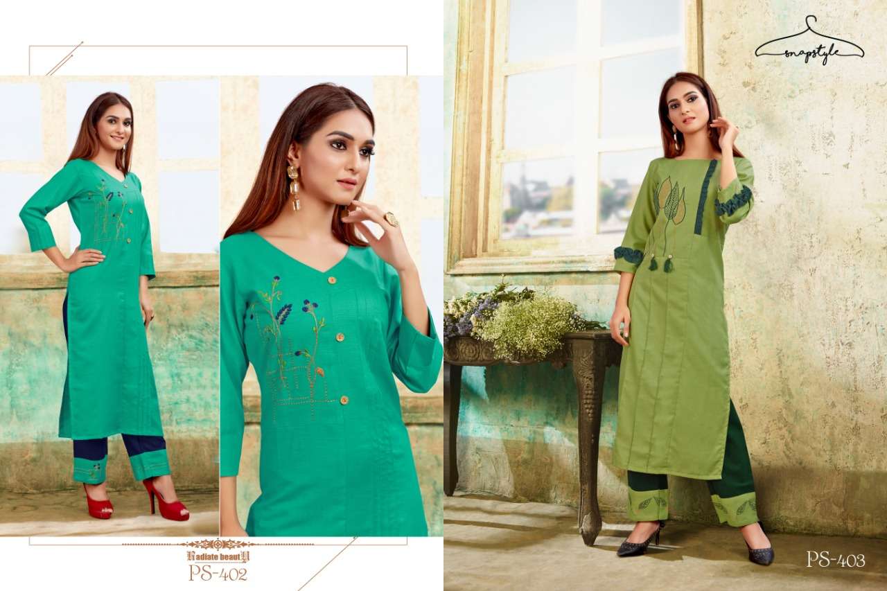 KHWAB VOL-2 BY SNAPSTYLE 400 TO 405 SERIES STYLISH FANCY BEAUTIFUL COLORFUL CASUAL WEAR & ETHNIC WEAR COTTON SLUB KURTIS AT WHOLESALE PRICE