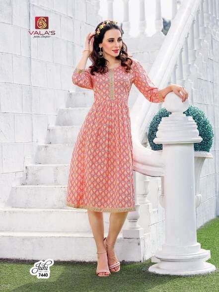 JUHI BY VALAS DESIGNER STYLISH FANCY COLORFUL BEAUTIFUL PARTY WEAR & ETHNIC WEAR COLLECTION COTTON PRINT KURTIS AT WHOLESALE PRICE