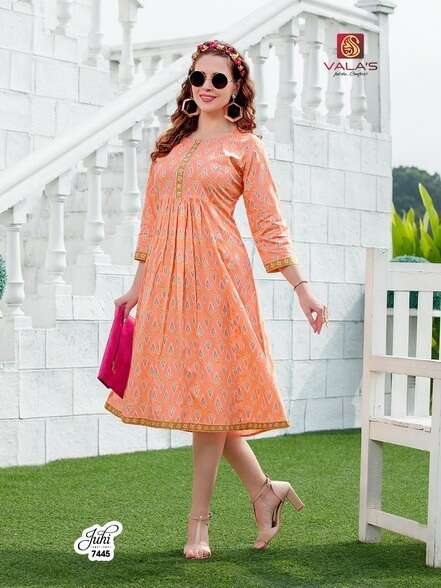 JUHI BY VALAS DESIGNER STYLISH FANCY COLORFUL BEAUTIFUL PARTY WEAR & ETHNIC WEAR COLLECTION COTTON PRINT KURTIS AT WHOLESALE PRICE
