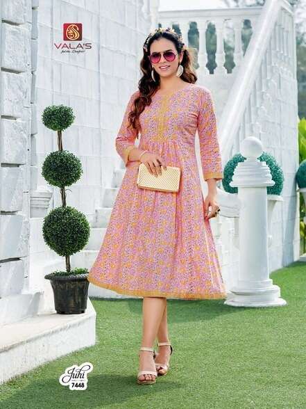 JUHI BY VALAS DESIGNER STYLISH FANCY COLORFUL BEAUTIFUL PARTY WEAR & ETHNIC WEAR COLLECTION COTTON PRINT KURTIS AT WHOLESALE PRICE