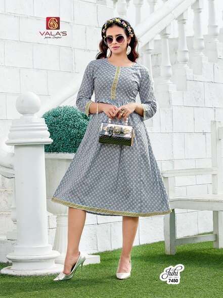 JUHI BY VALAS DESIGNER STYLISH FANCY COLORFUL BEAUTIFUL PARTY WEAR & ETHNIC WEAR COLLECTION COTTON PRINT KURTIS AT WHOLESALE PRICE
