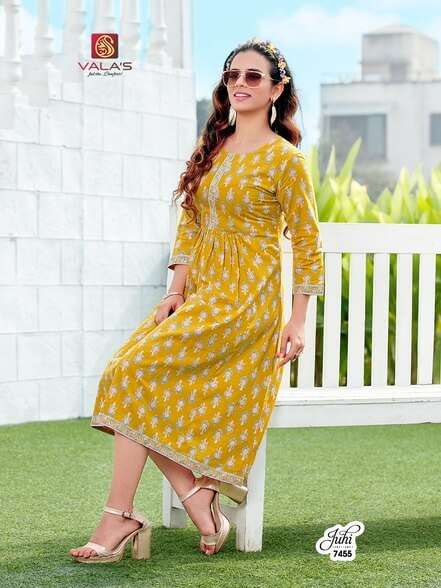 JUHI BY VALAS DESIGNER STYLISH FANCY COLORFUL BEAUTIFUL PARTY WEAR & ETHNIC WEAR COLLECTION COTTON PRINT KURTIS AT WHOLESALE PRICE