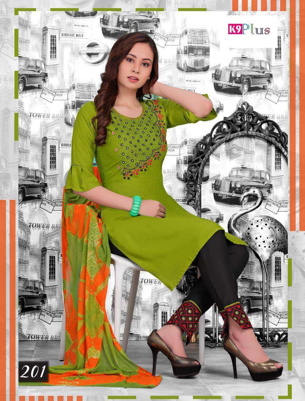 GLAM LOOK BY K9 PLUS 201 TO 208 SERIES BEAUTIFUL STYLISH SHARARA SUITS FANCY COLORFUL CASUAL WEAR & ETHNIC WEAR & READY TO WEAR HEAVY RAYON DRESSES AT WHOLESALE PRICE