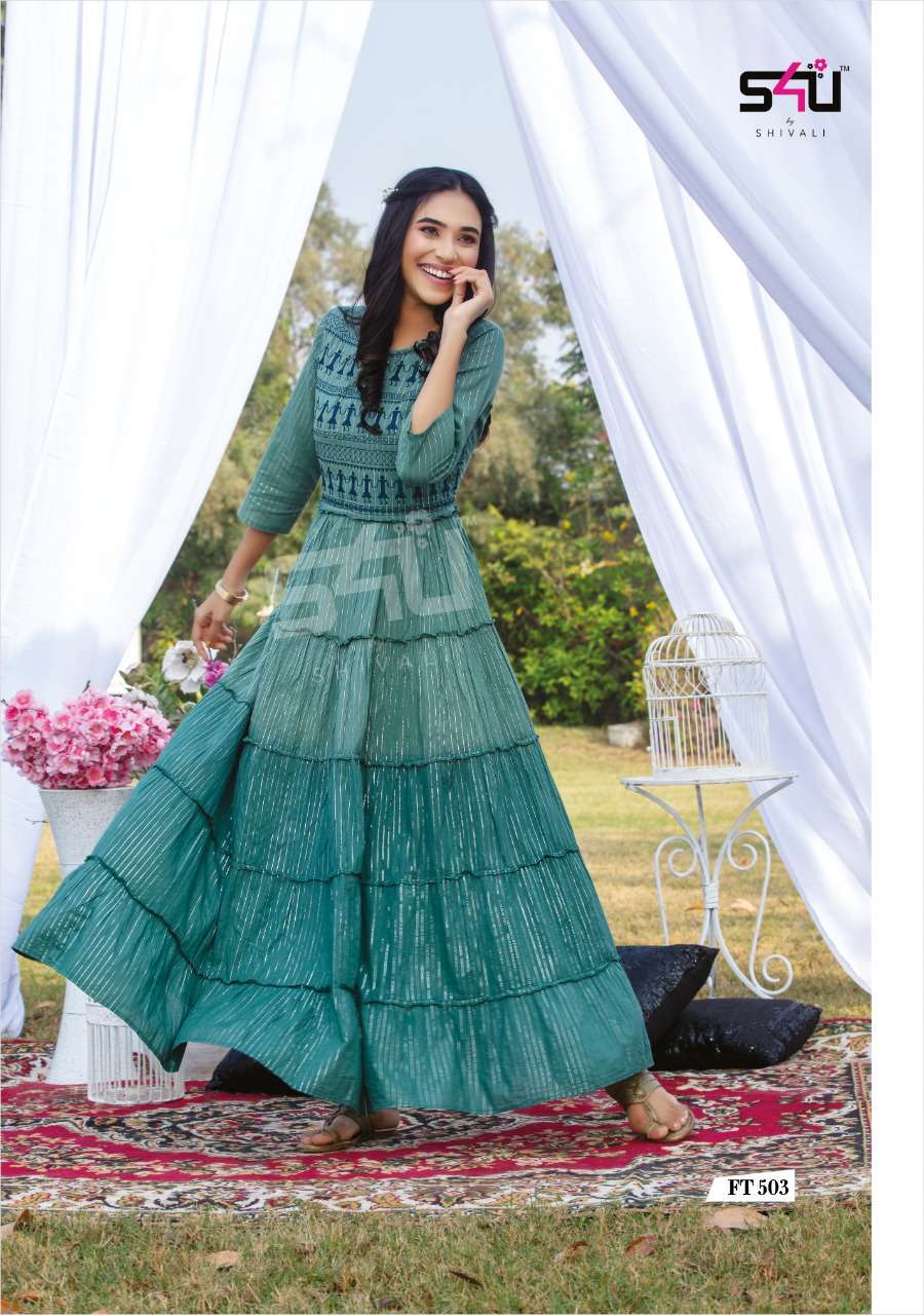 FLAIRY TALES VOL-5 BY S4U FASHION 501 TO 507 SERIES DESIGNER STYLISH FANCY COLORFUL BEAUTIFUL PARTY WEAR & ETHNIC WEAR COLLECTION COTTON GOWNS AT WHOLESALE PRICE