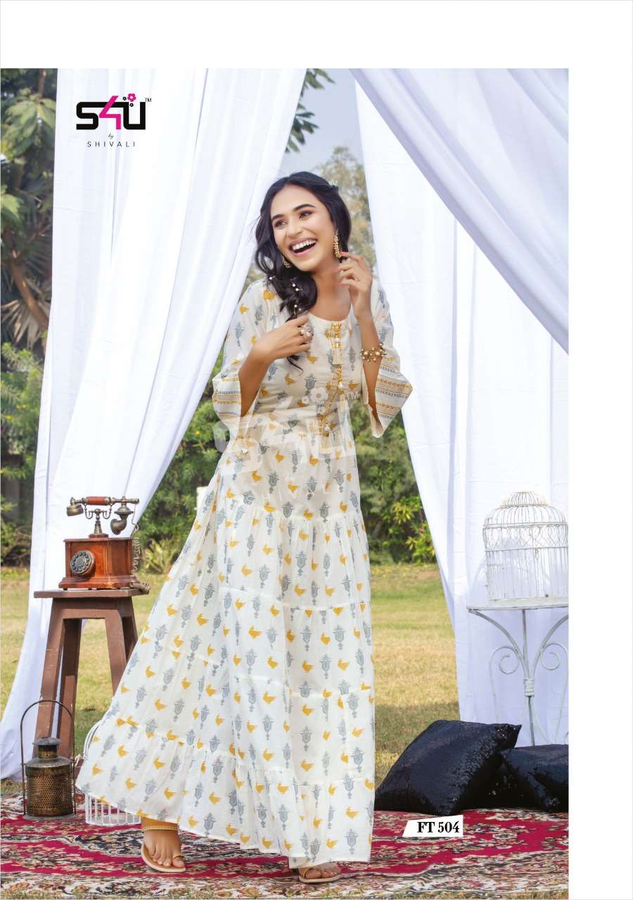 FLAIRY TALES VOL-5 BY S4U FASHION 501 TO 507 SERIES DESIGNER STYLISH FANCY COLORFUL BEAUTIFUL PARTY WEAR & ETHNIC WEAR COLLECTION COTTON GOWNS AT WHOLESALE PRICE