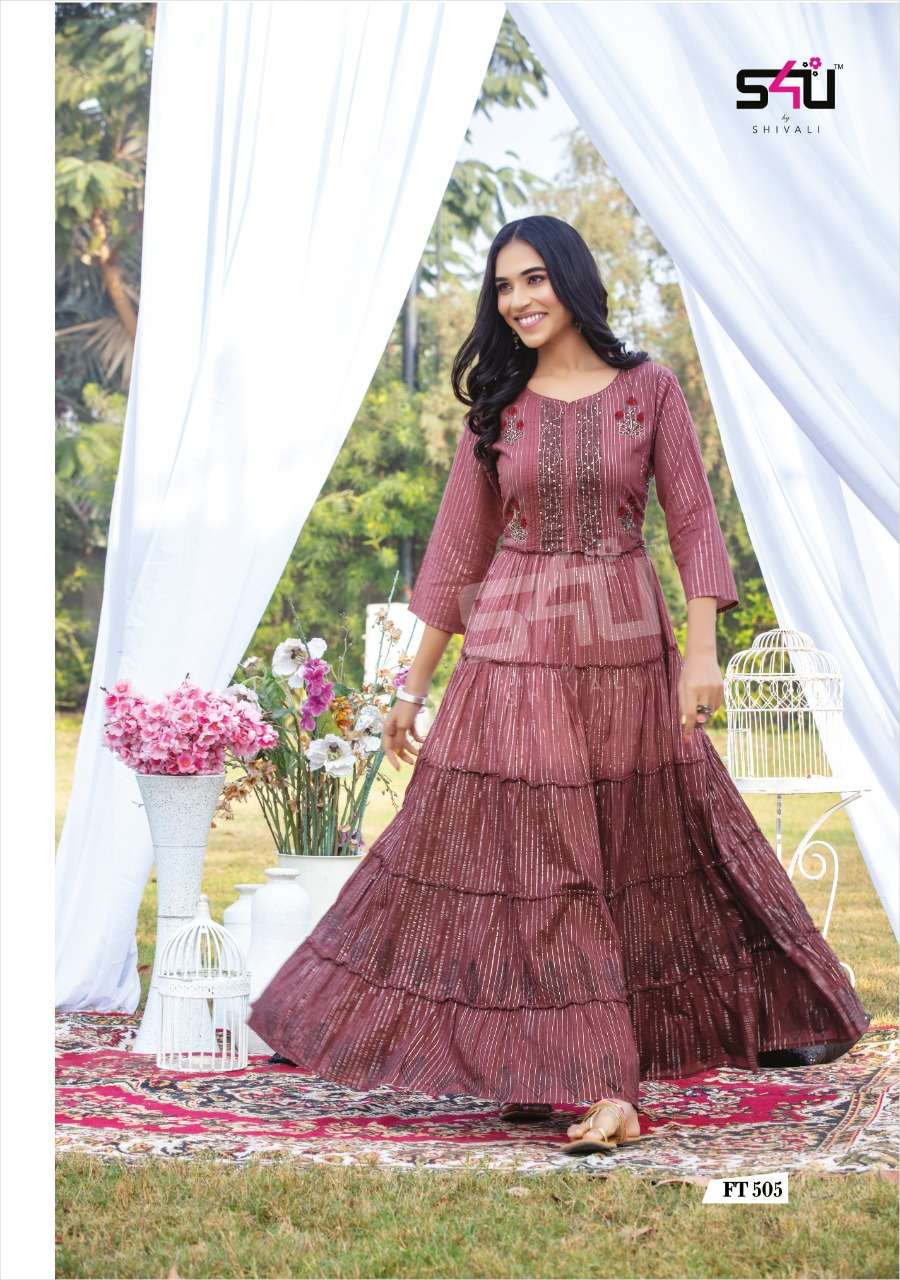 FLAIRY TALES VOL-5 BY S4U FASHION 501 TO 507 SERIES DESIGNER STYLISH FANCY COLORFUL BEAUTIFUL PARTY WEAR & ETHNIC WEAR COLLECTION COTTON GOWNS AT WHOLESALE PRICE