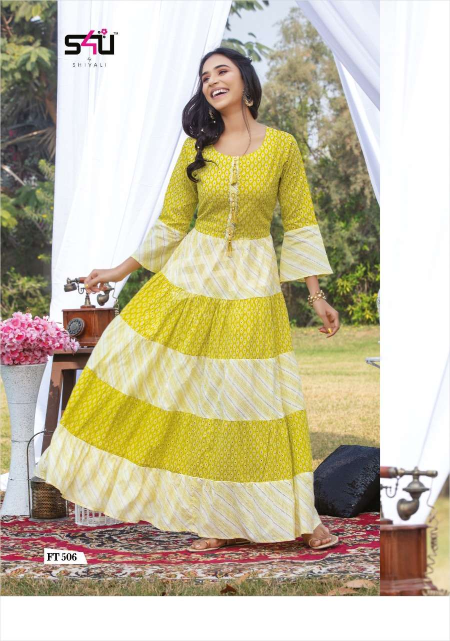 FLAIRY TALES VOL-5 BY S4U FASHION 501 TO 507 SERIES DESIGNER STYLISH FANCY COLORFUL BEAUTIFUL PARTY WEAR & ETHNIC WEAR COLLECTION COTTON GOWNS AT WHOLESALE PRICE
