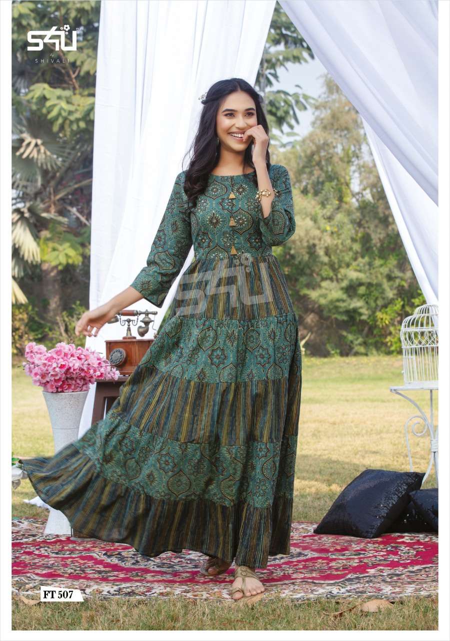 FLAIRY TALES VOL-5 BY S4U FASHION 501 TO 507 SERIES DESIGNER STYLISH FANCY COLORFUL BEAUTIFUL PARTY WEAR & ETHNIC WEAR COLLECTION COTTON GOWNS AT WHOLESALE PRICE