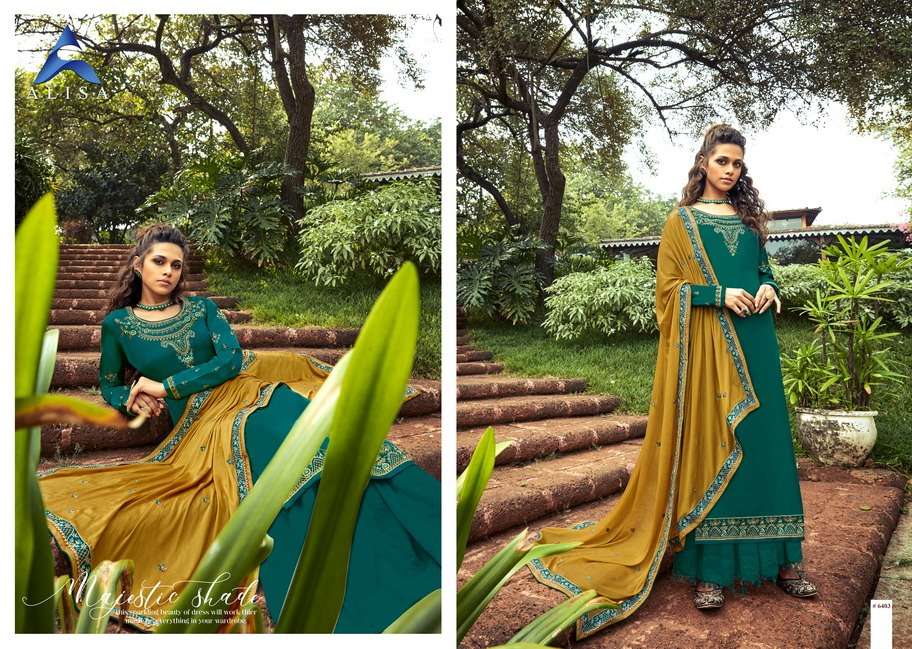 AROMA BY ALISA 6401 TO 6406 SERIES BEAUTIFUL STYLISH SHARARA SUITS FANCY COLORFUL CASUAL WEAR & ETHNIC WEAR & READY TO WEAR PURE MODAL SATIN EMBROIDERED DRESSES AT WHOLESALE PRICE