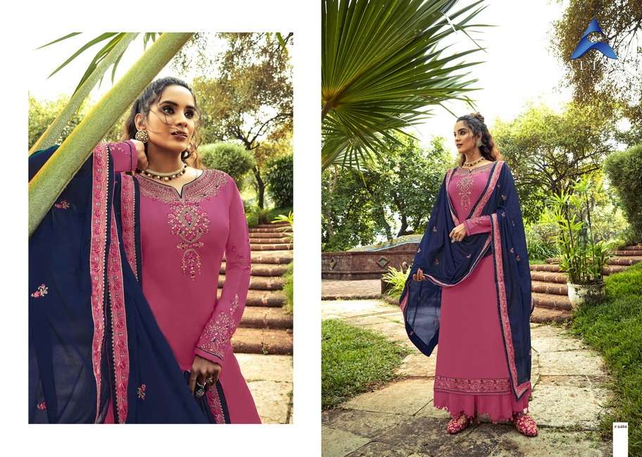 AROMA BY ALISA 6401 TO 6406 SERIES BEAUTIFUL STYLISH SHARARA SUITS FANCY COLORFUL CASUAL WEAR & ETHNIC WEAR & READY TO WEAR PURE MODAL SATIN EMBROIDERED DRESSES AT WHOLESALE PRICE