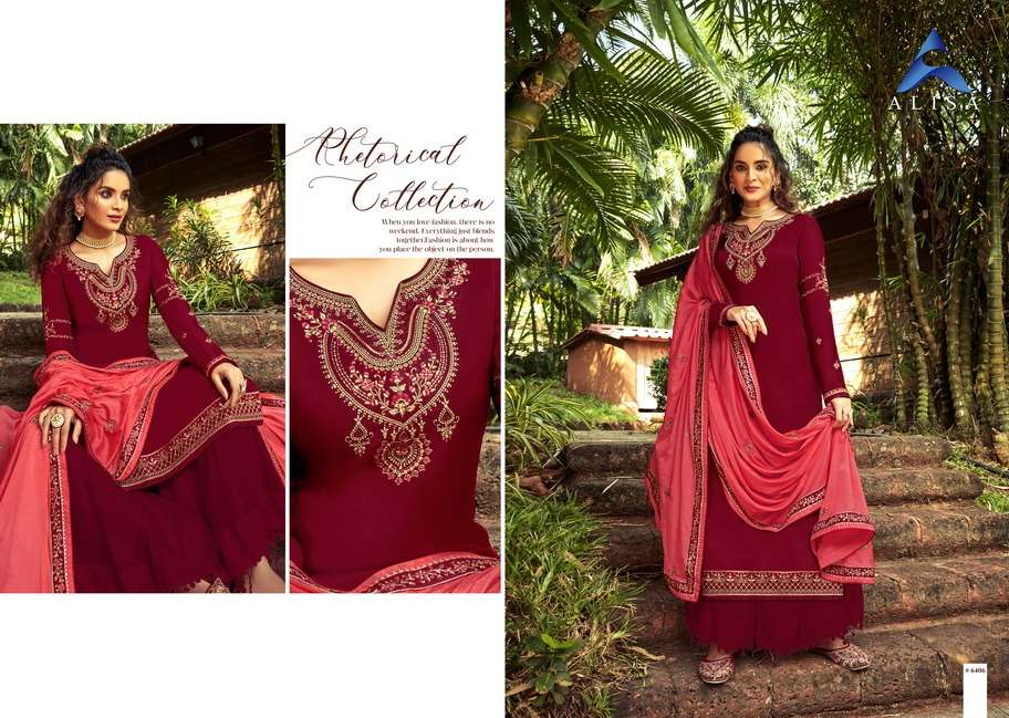 AROMA BY ALISA 6401 TO 6406 SERIES BEAUTIFUL STYLISH SHARARA SUITS FANCY COLORFUL CASUAL WEAR & ETHNIC WEAR & READY TO WEAR PURE MODAL SATIN EMBROIDERED DRESSES AT WHOLESALE PRICE