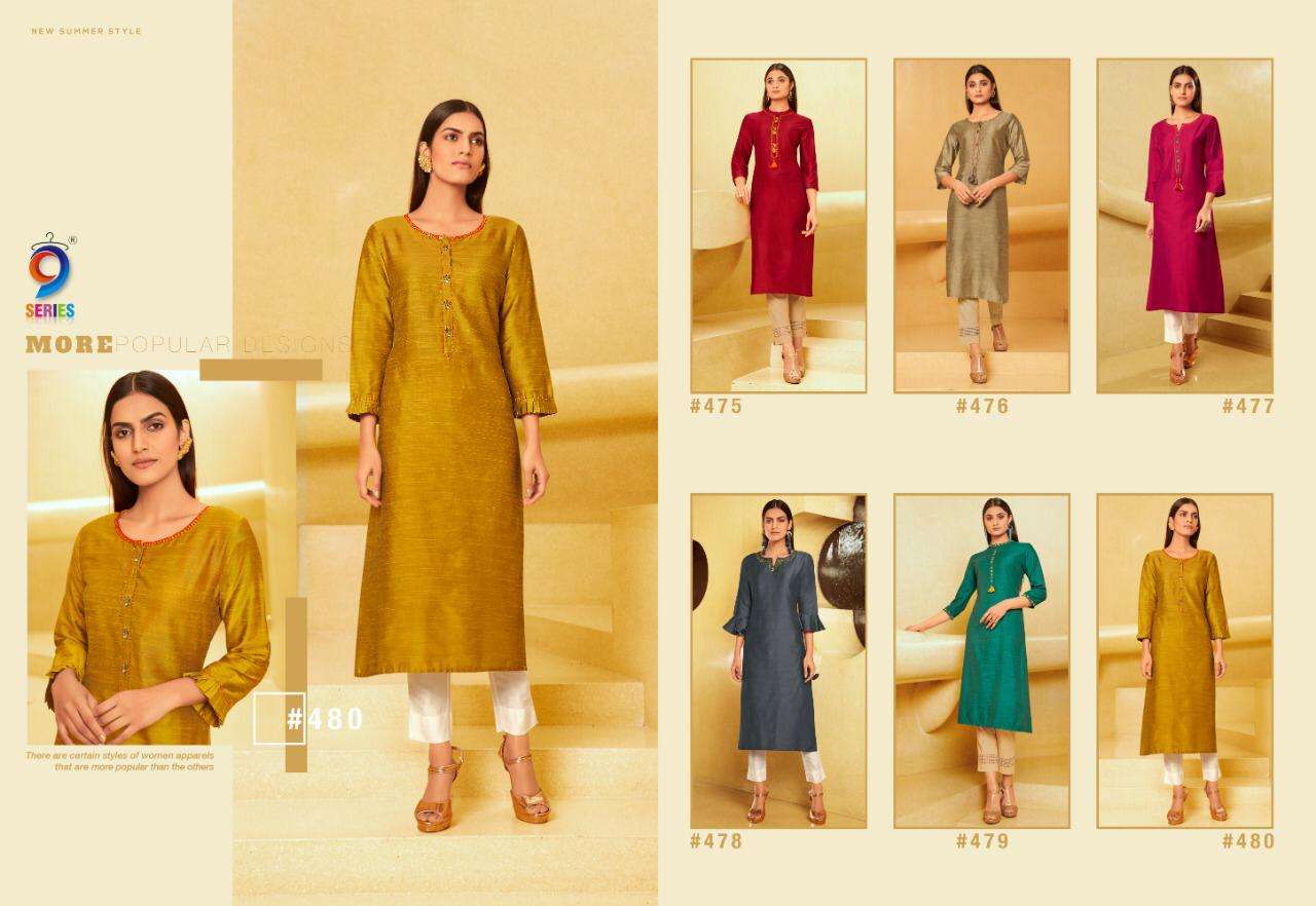 9 SERIES VOL-4 BY RADHAK FASHION 975 TO 980 SERIES BEAUTIFUL COLORFUL STYLISH FANCY CASUAL WEAR & READY TO WEAR FANCY KURTIS AT WHOLESALE PRICE
