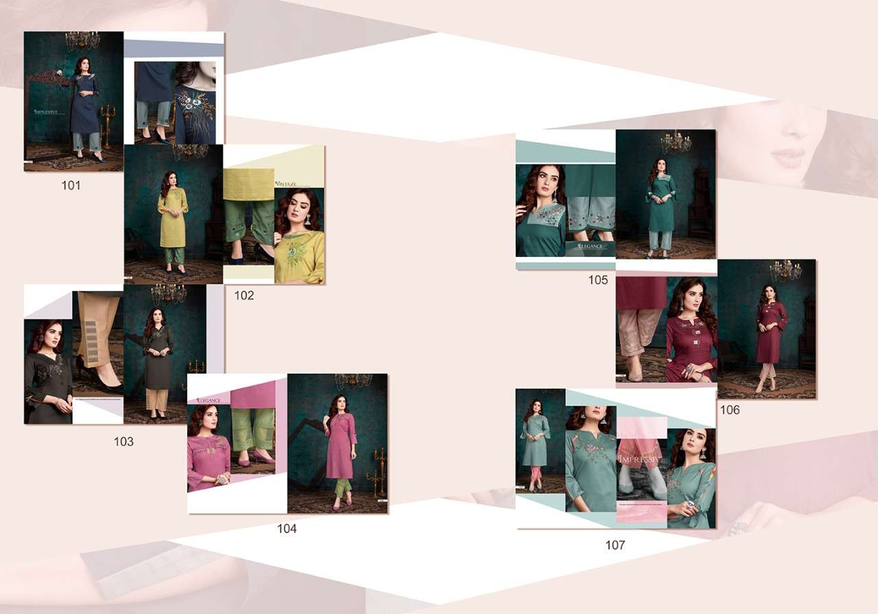 SHERON BY VIVILS PRINTS 101 TO 107 SERIES BEAUTIFUL STYLISH FANCY COLORFUL CASUAL WEAR & ETHNIC WEAR & READY TO WEAR VISCOSE MUSLIN KURTIS WITH BOTTOM AT WHOLESALE PRICE