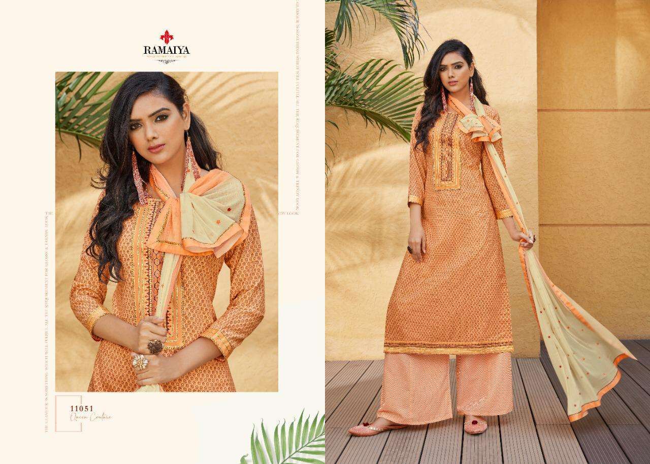 ROSE GOLD BY RAMAIYA 11051 TO 11058 SERIES BEAUTIFUL WINTER COLLECTION SUITS STYLISH FANCY COLORFUL CASUAL WEAR & ETHNIC WEAR COTTON PRINT WITH WORK DRESSES AT WHOLESALE PRICE