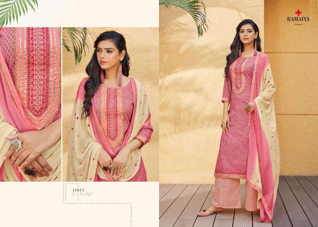 ROSE GOLD BY RAMAIYA 11051 TO 11058 SERIES BEAUTIFUL WINTER COLLECTION SUITS STYLISH FANCY COLORFUL CASUAL WEAR & ETHNIC WEAR COTTON PRINT WITH WORK DRESSES AT WHOLESALE PRICE
