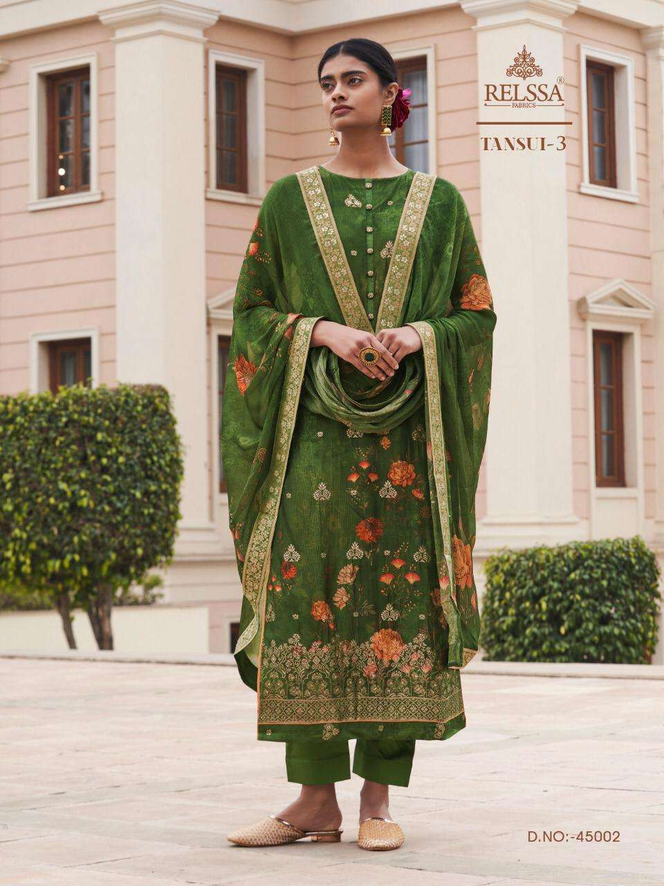 TANSUI VOL-3 BY RELSSA FABRICS 45001 TO 45008 SERIES BEAUTIFUL SUITS STYLISH FANCY COLORFUL PARTY WEAR & OCCASIONAL WEAR TANSUI SILK DIGITAL PRINT DRESSES AT WHOLESALE PRICE