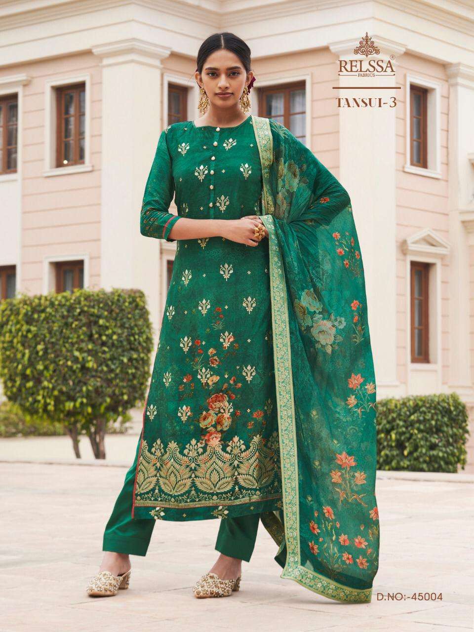 TANSUI VOL-3 BY RELSSA FABRICS 45001 TO 45008 SERIES BEAUTIFUL SUITS STYLISH FANCY COLORFUL PARTY WEAR & OCCASIONAL WEAR TANSUI SILK DIGITAL PRINT DRESSES AT WHOLESALE PRICE