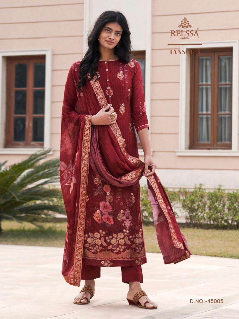 TANSUI VOL-3 BY RELSSA FABRICS 45001 TO 45008 SERIES BEAUTIFUL SUITS STYLISH FANCY COLORFUL PARTY WEAR & OCCASIONAL WEAR TANSUI SILK DIGITAL PRINT DRESSES AT WHOLESALE PRICE