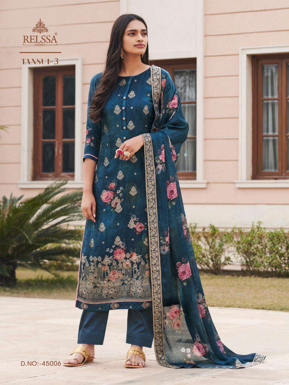 TANSUI VOL-3 BY RELSSA FABRICS 45001 TO 45008 SERIES BEAUTIFUL SUITS STYLISH FANCY COLORFUL PARTY WEAR & OCCASIONAL WEAR TANSUI SILK DIGITAL PRINT DRESSES AT WHOLESALE PRICE