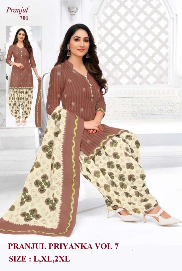PRIYANKA VOL-7 NX BY PRANJUL BEAUTIFUL SUITS STYLISH FANCY COLORFUL CASUAL WEAR & ETHNIC WEAR PURE COTTON PRINTED DRESSES AT WHOLESALE PRICE
