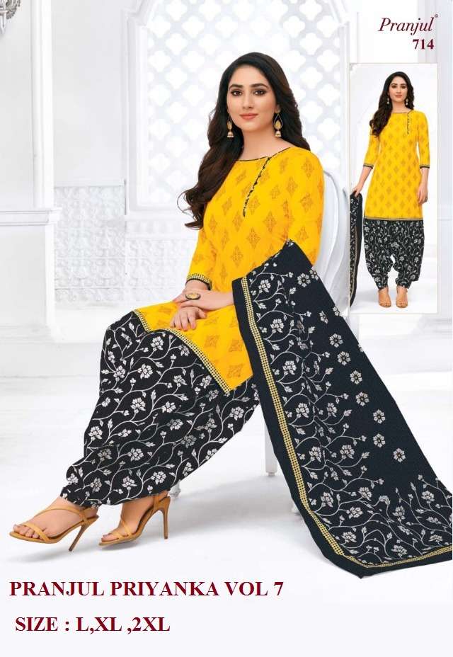 PRIYANKA VOL-7 NX BY PRANJUL BEAUTIFUL SUITS STYLISH FANCY COLORFUL CASUAL WEAR & ETHNIC WEAR PURE COTTON PRINTED DRESSES AT WHOLESALE PRICE