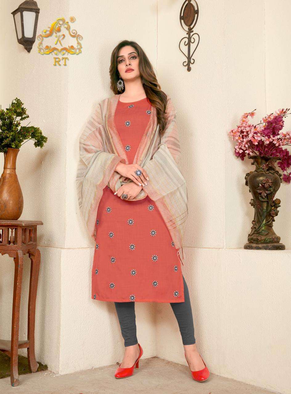 NARI VOL-11 BY RT 1066 TO 1071 SERIES STYLISH FANCY COLORFUL COLLECTION CASUAL WEAR & ETHNIC WEAR RAYON SLUB KURTIS WITH DUPATTA AT WHOLESALE PRICE