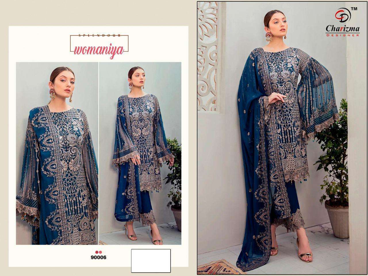 CHARIZMA HIT DESIGN 90006 COLOURS BY CHARIZMA DESIGNER FESTIVE SUITS COLLECTION BEAUTIFUL STYLISH FANCY COLORFUL PARTY WEAR & OCCASIONAL WEAR FAUX GEORGETTE EMBROIDERED DRESSES AT WHOLESALE PRICE