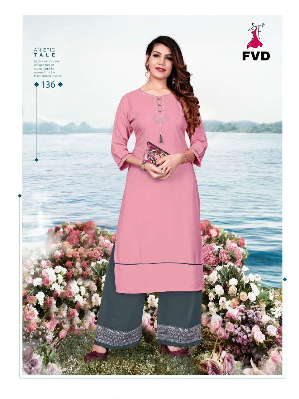 JALWA VOL-2 BY FVD 133 TO 138 SERIES BEAUTIFUL STYLISH FANCY COLORFUL CASUAL WEAR & ETHNIC WEAR RAYON WITH EMBROIDERED KURTIS WITH BOTTOM AT WHOLESALE PRICE