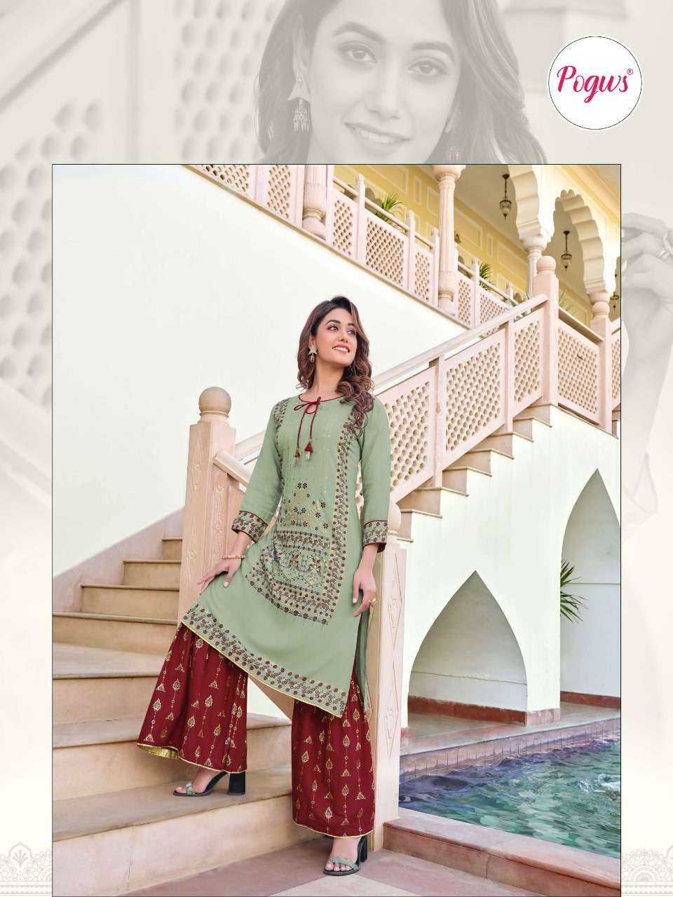 PRIVIVAH VOL-1 BY POGWS 1014 TO 1019 SERIES BEAUTIFUL STYLISH FANCY COLORFUL CASUAL WEAR & ETHNIC WEAR HEAVY RAYON PRINT KURTIS WITH BOTTOM AT WHOLESALE PRICE