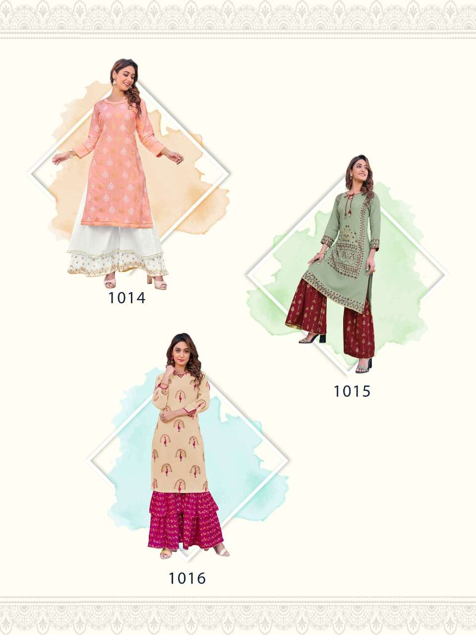 PRIVIVAH VOL-1 BY POGWS 1014 TO 1019 SERIES BEAUTIFUL STYLISH FANCY COLORFUL CASUAL WEAR & ETHNIC WEAR HEAVY RAYON PRINT KURTIS WITH BOTTOM AT WHOLESALE PRICE