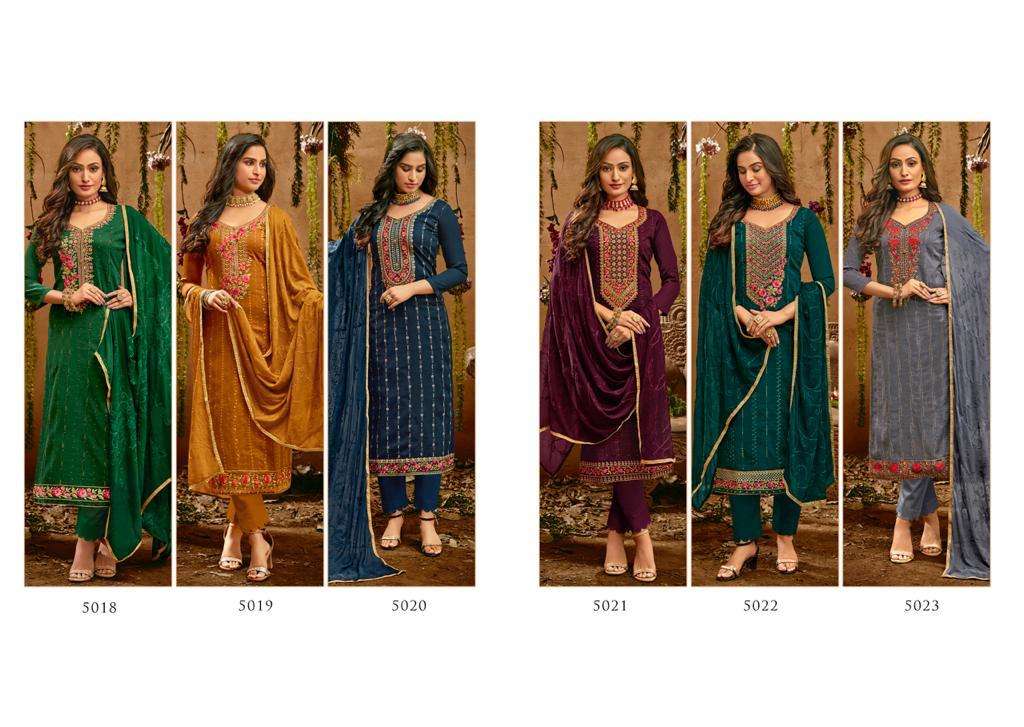 HERITAGE BY SANSKRUTI SILK MILLS 5018 TO 5023 SERIES BEAUTIFUL SUITS COLORFUL STYLISH FANCY CASUAL WEAR & ETHNIC WEAR PURE JAM SILK WITH EMBROIDERY DRESSES AT WHOLESALE PRICE