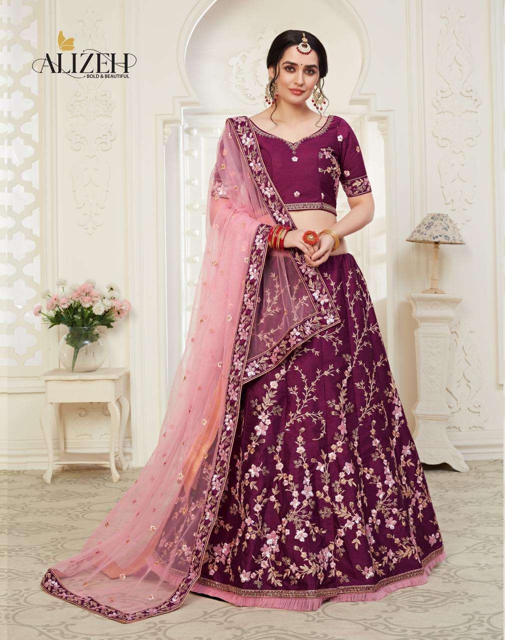 ENGAGEMENT COLOUR PLUS BY ALIZEH DESIGNER BEAUTIFUL NAVRATRI COLLECTION OCCASIONAL WEAR & PARTY WEAR FANCY LEHENGAS AT WHOLESALE PRICE