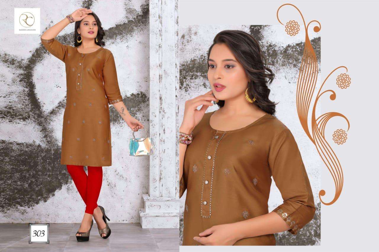 MADHUBALA VOL-3 BY RC 301 TO 308 SERIES DESIGNER STYLISH FANCY COLORFUL BEAUTIFUL PARTY WEAR & ETHNIC WEAR COLLECTION SARTIN WORKED KURTIS AT WHOLESALE PRICE