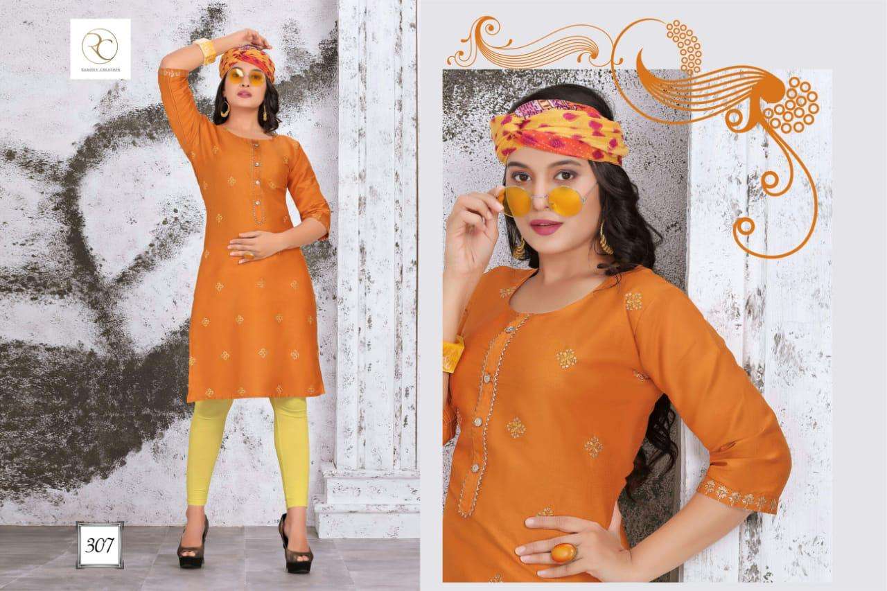 MADHUBALA VOL-3 BY RC 301 TO 308 SERIES DESIGNER STYLISH FANCY COLORFUL BEAUTIFUL PARTY WEAR & ETHNIC WEAR COLLECTION SARTIN WORKED KURTIS AT WHOLESALE PRICE