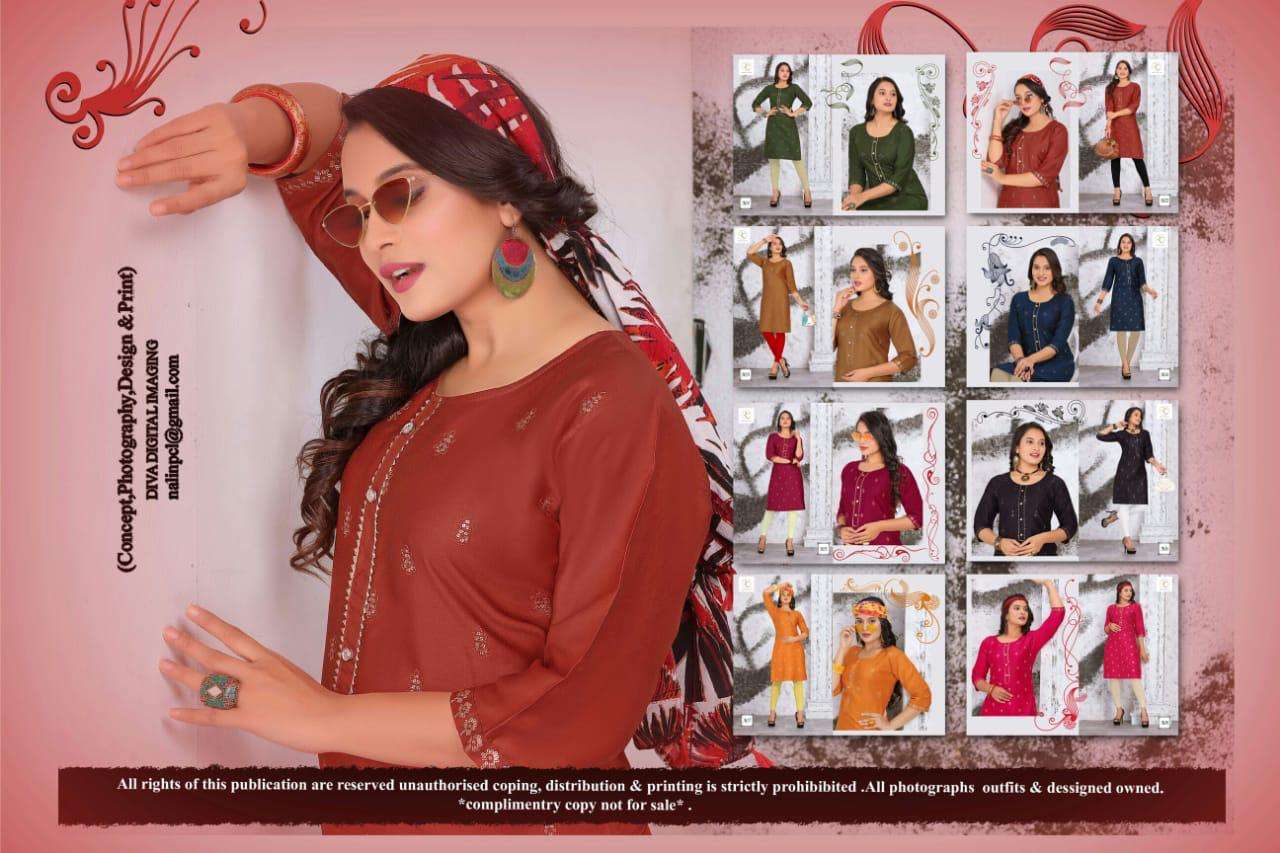 MADHUBALA VOL-3 BY RC 301 TO 308 SERIES DESIGNER STYLISH FANCY COLORFUL BEAUTIFUL PARTY WEAR & ETHNIC WEAR COLLECTION SARTIN WORKED KURTIS AT WHOLESALE PRICE