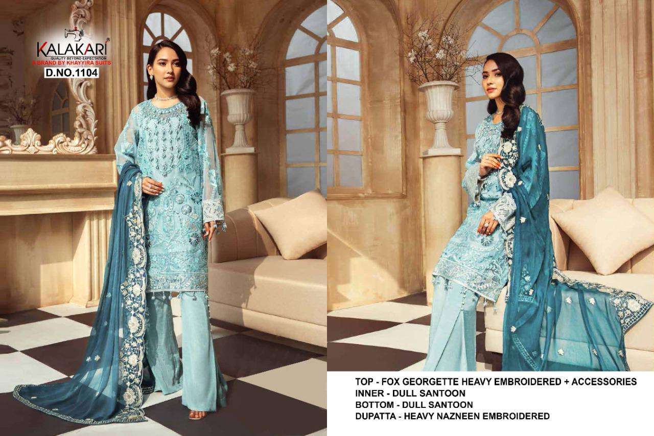 ZEENAT BY KALAKARI 1101 TO 1104 SERIES DESIGNER PAKISTANI SUITS BEAUTIFUL FANCY STYLISH COLORFUL PARTY WEAR & OCCASIONAL WEAR FAUX GEORGETTE WITH EMBROIDERY DRESSES AT WHOLESALE PRICE