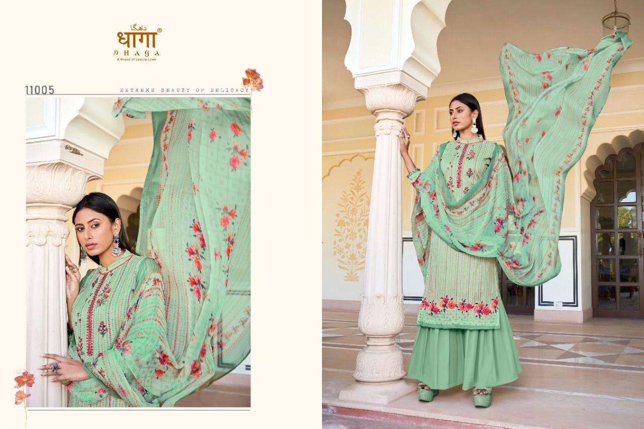 JAMDANI BY DHAGA 11001 TO 11006 SERIES BEAUTIFUL WINTER COLLECTION SUITS STYLISH FANCY COLORFUL CASUAL WEAR & ETHNIC WEAR PURE CAMBRIC COTTON DIGITAL PRINT WITH EMBROIDERY DRESSES AT WHOLESALE PRICE