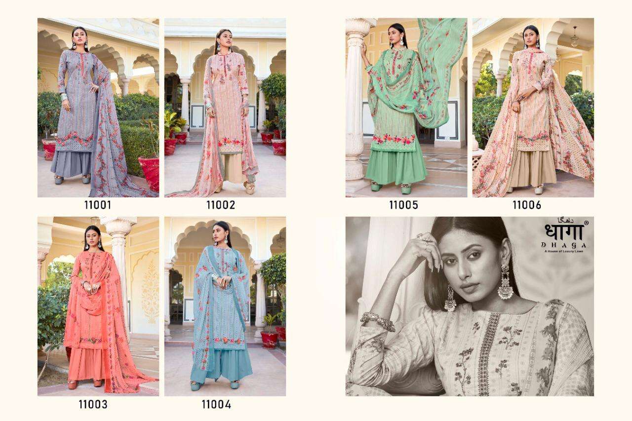 JAMDANI BY DHAGA 11001 TO 11006 SERIES BEAUTIFUL WINTER COLLECTION SUITS STYLISH FANCY COLORFUL CASUAL WEAR & ETHNIC WEAR PURE CAMBRIC COTTON DIGITAL PRINT WITH EMBROIDERY DRESSES AT WHOLESALE PRICE