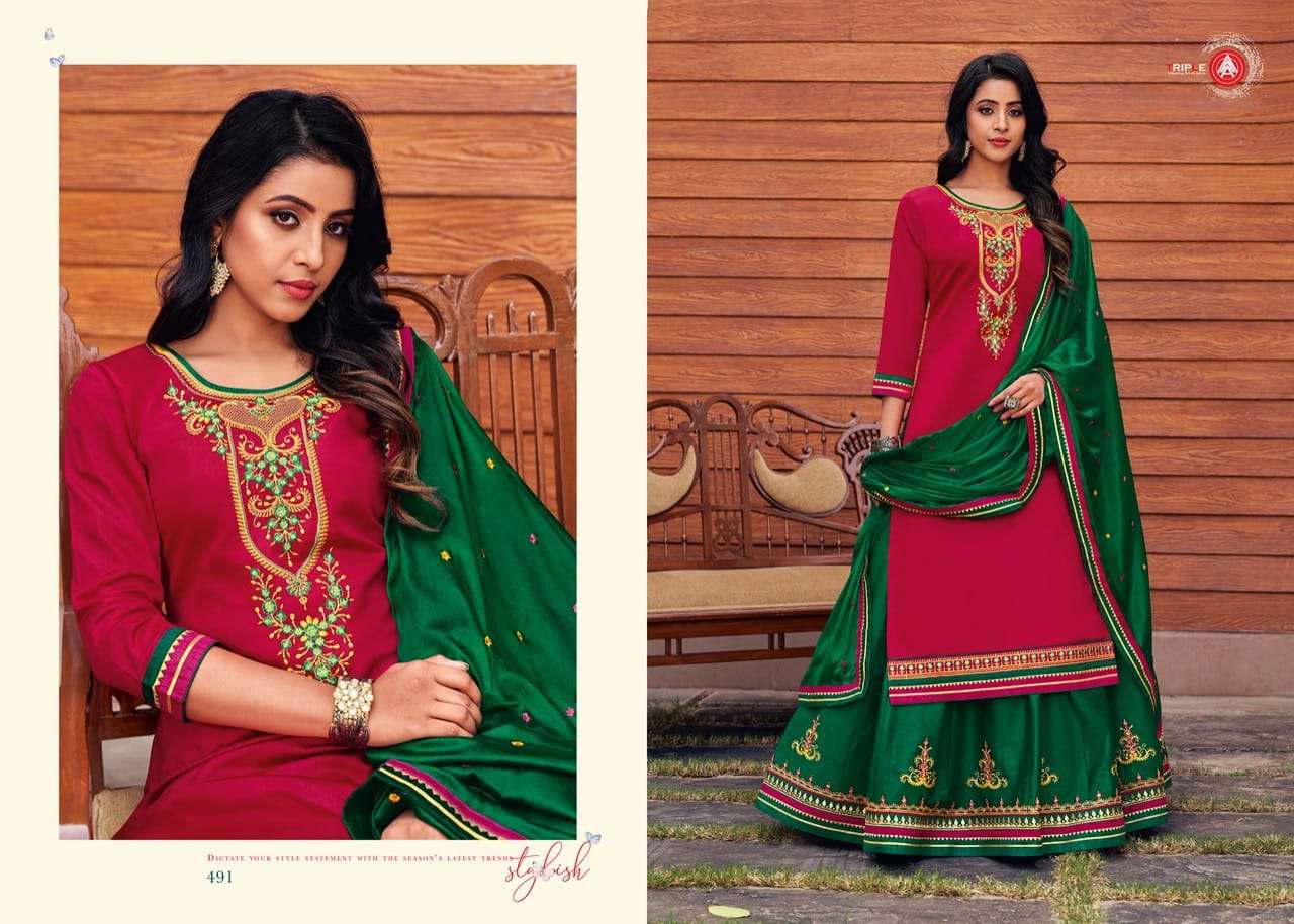 KALYANI BY TRIPLE AAA 491 TO 496 SERIES BEAUTIFUL PATIYALA SUITS STYLISH FANCY COLORFUL PARTY WEAR & OCCASIONAL WEAR JAM SILK WITH EMBROIDERY DRESSES AT WHOLESALE PRICE