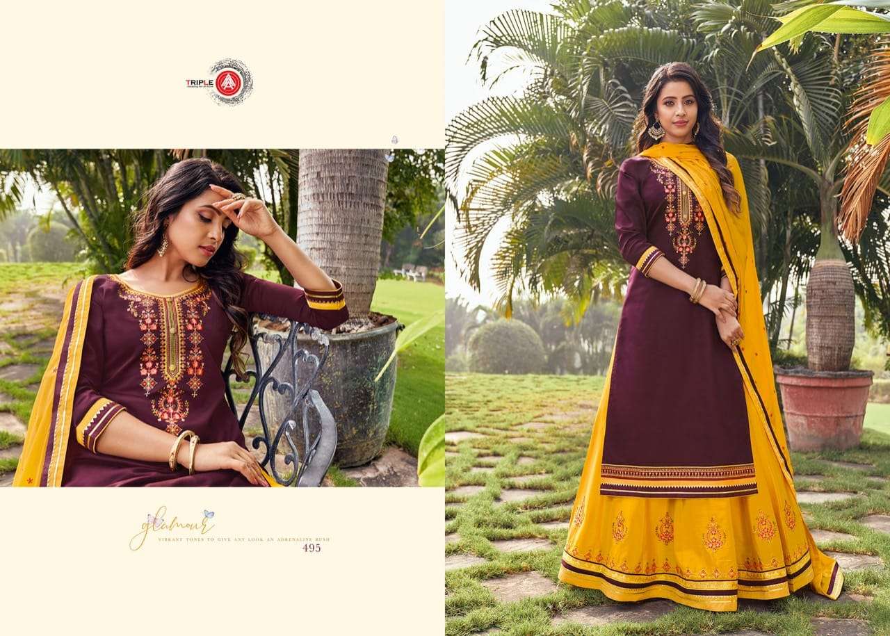 KALYANI BY TRIPLE AAA 491 TO 496 SERIES BEAUTIFUL PATIYALA SUITS STYLISH FANCY COLORFUL PARTY WEAR & OCCASIONAL WEAR JAM SILK WITH EMBROIDERY DRESSES AT WHOLESALE PRICE